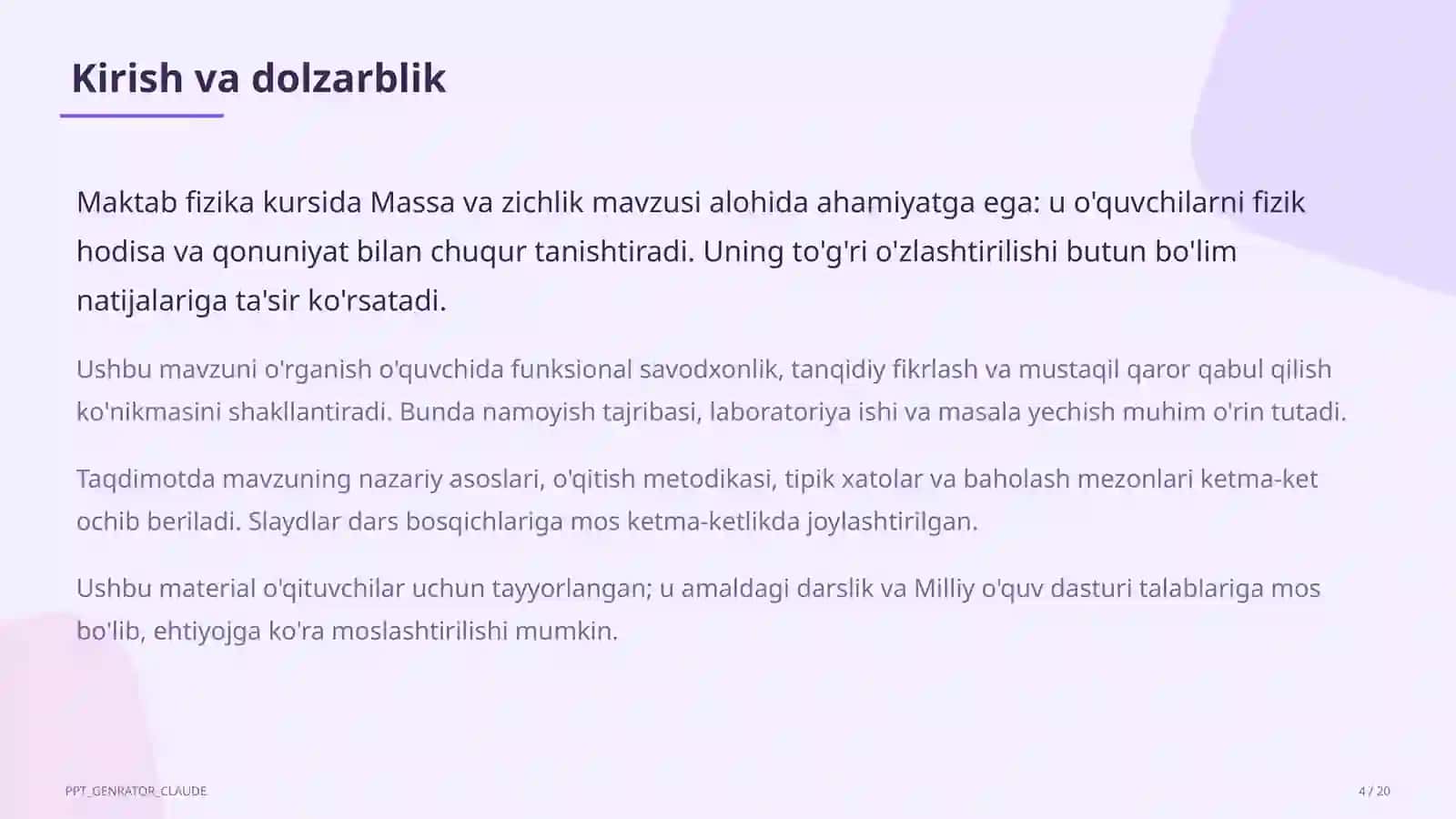 Massa va zichlik (6-sinf) 4