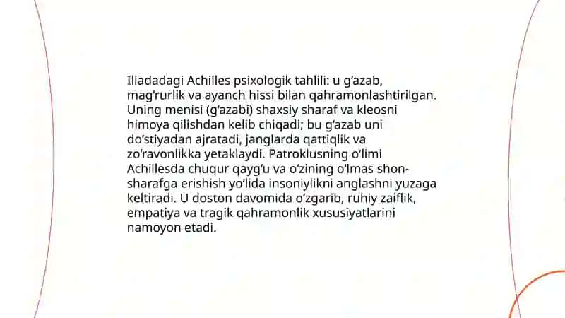 Homerning qahramonlar harakterini yaratish mahorati(,,Iliada’’va,,Odisseya’’dostonlari asosida) 4
