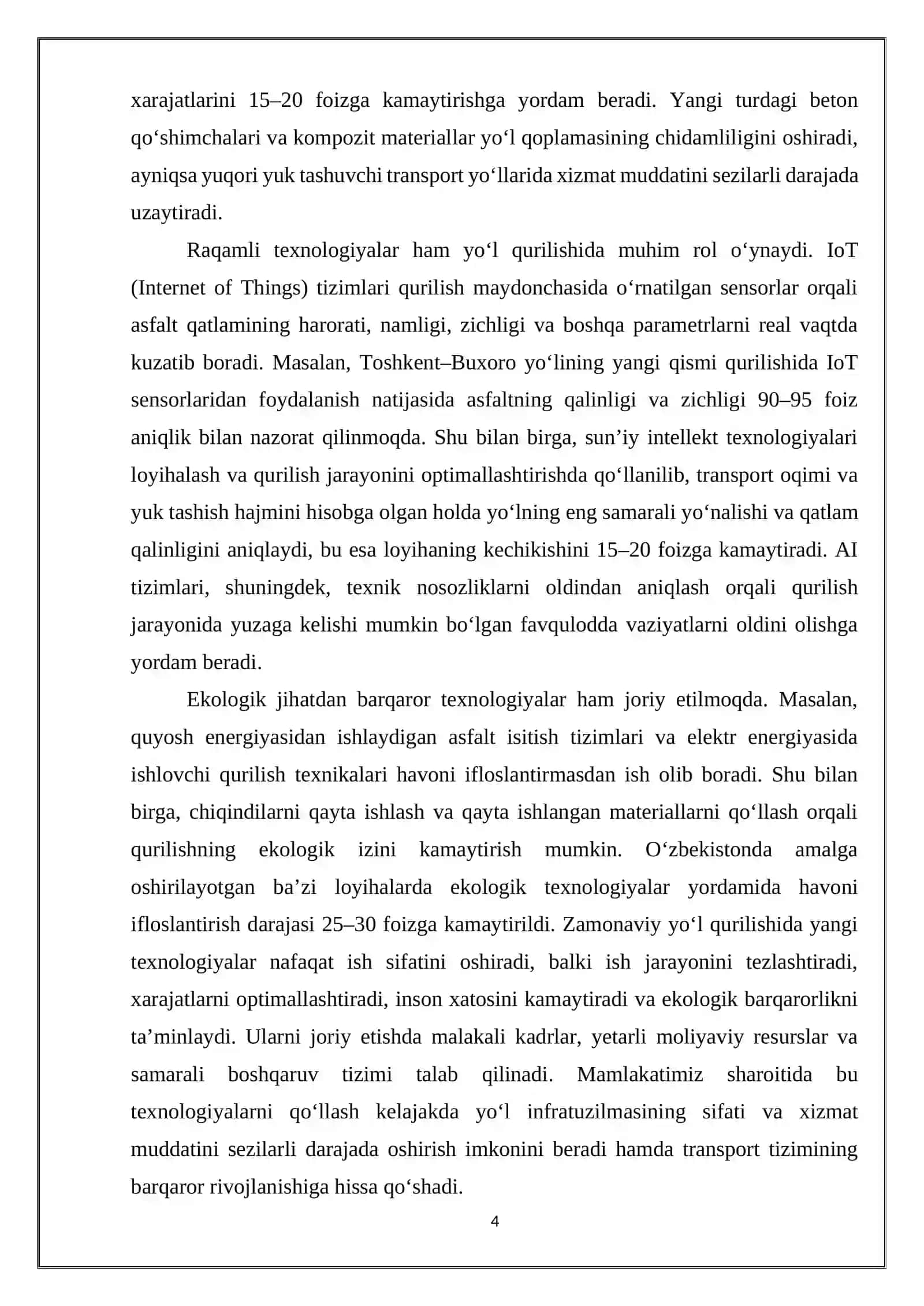 Yo‘l qurilishida yangi texnologiyalarni joriy etishdagi risklar 4
