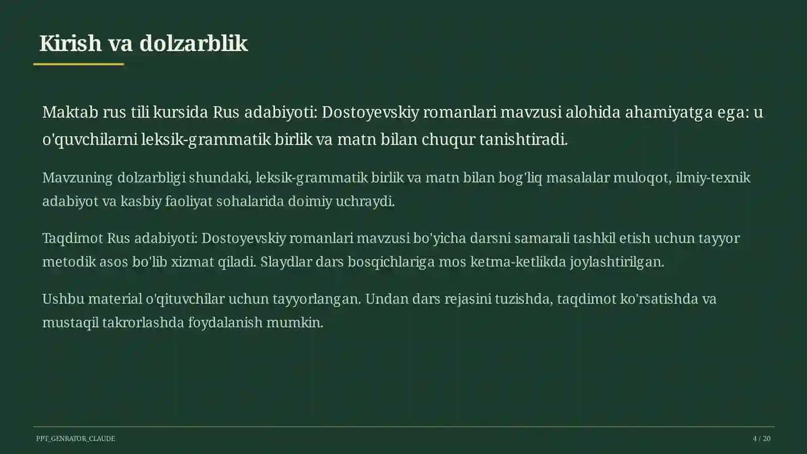 Rus adabiyoti: Dostoyevskiy romanlari (11-sinf) 4