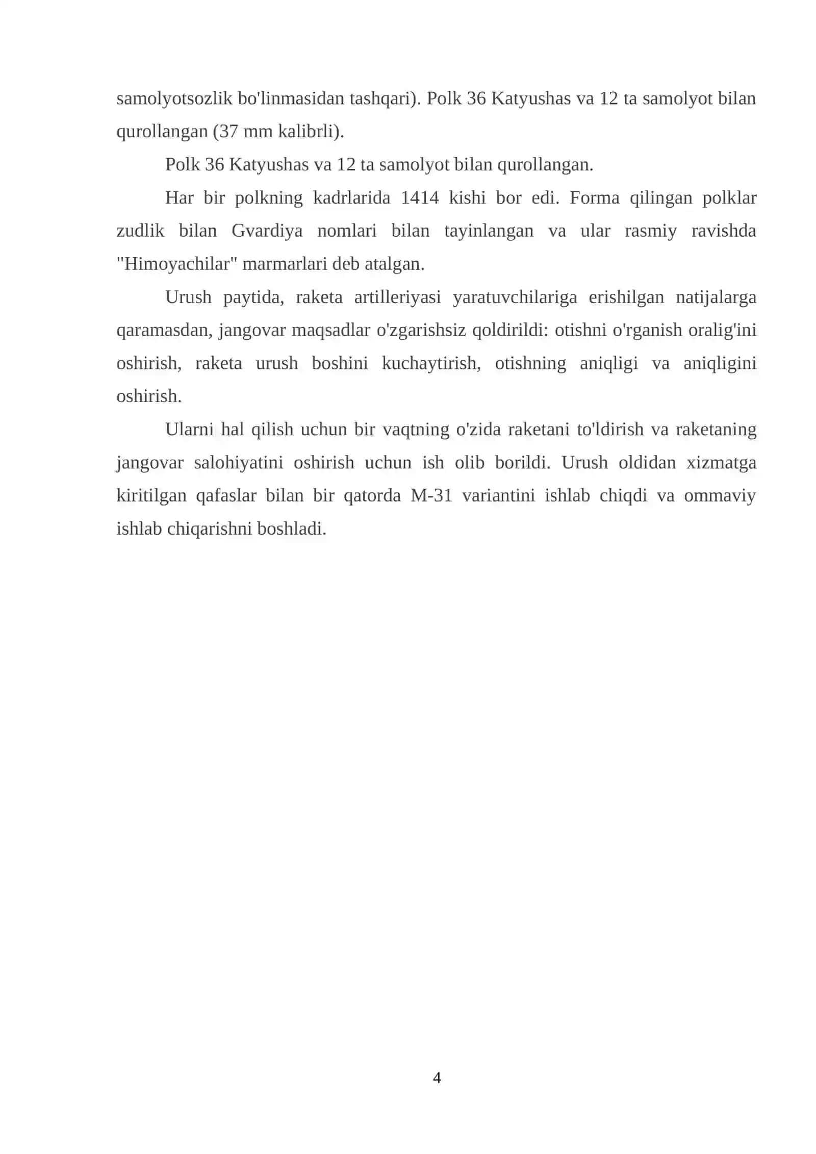 Ikkinchi jahon urushi yillarida texnika yangiliklarining g'alabaga qo'shgan hissasi (katyushaning yaratilishi) 4