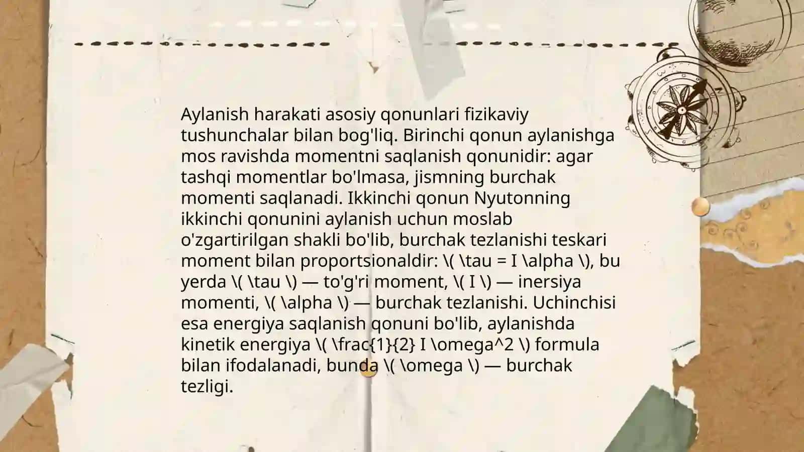 Qattiq jism aylanma harakat dinamikasining asosiy qonuni. Giroskoplar 4