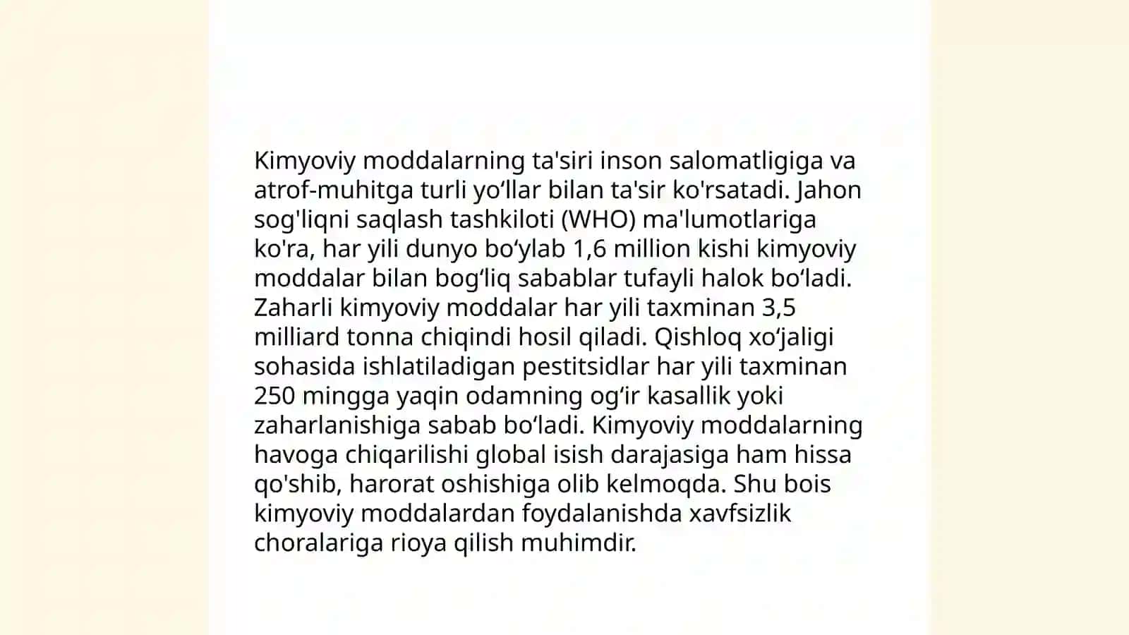 Ish joyida uchraydigan asosiy zararli taʼsirlar va ularni gigiyenik baholash 4