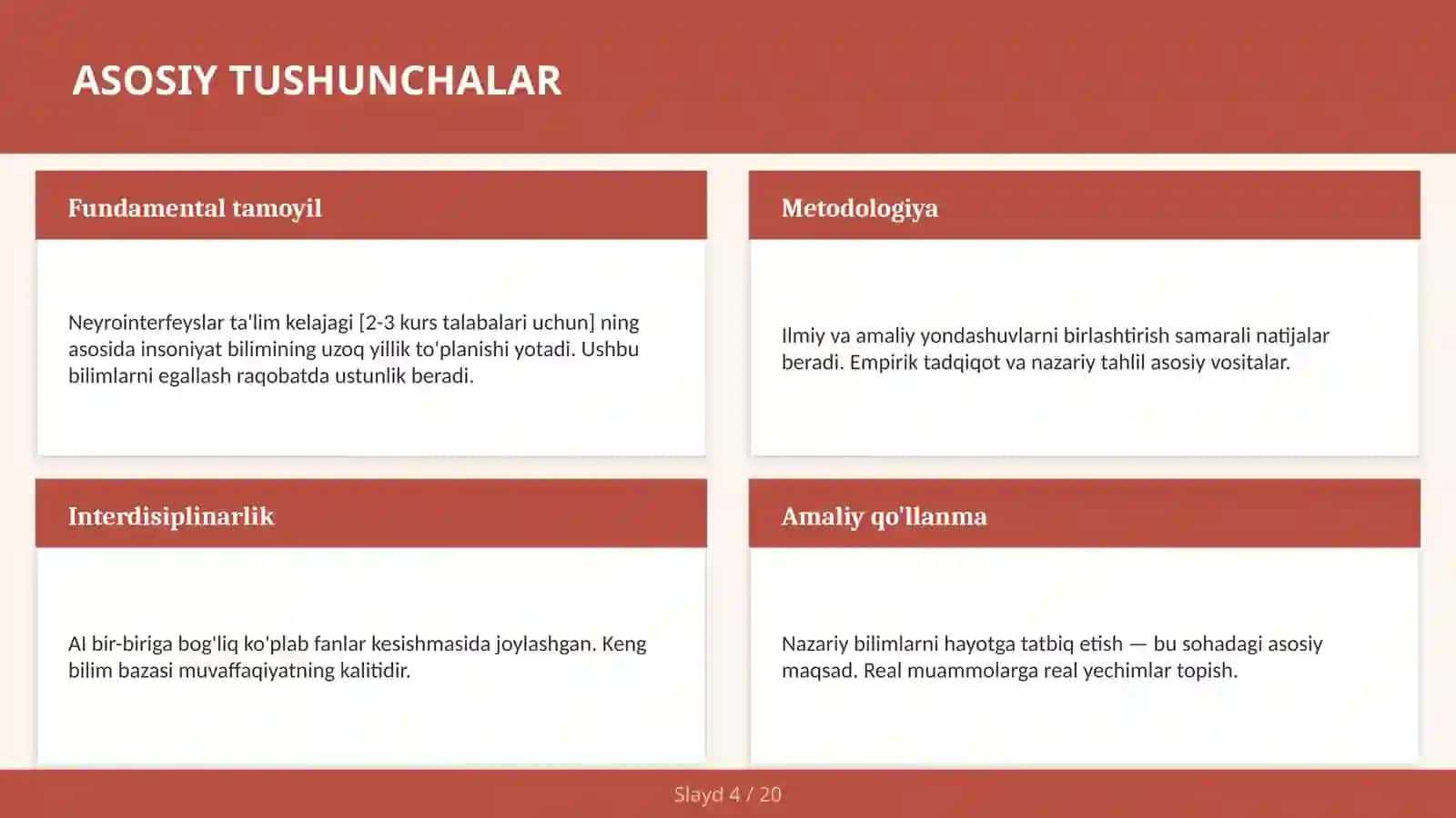 Neyrointerfeyslar ta'lim kelajagi [2-3 kurs talabalari uchun] 4