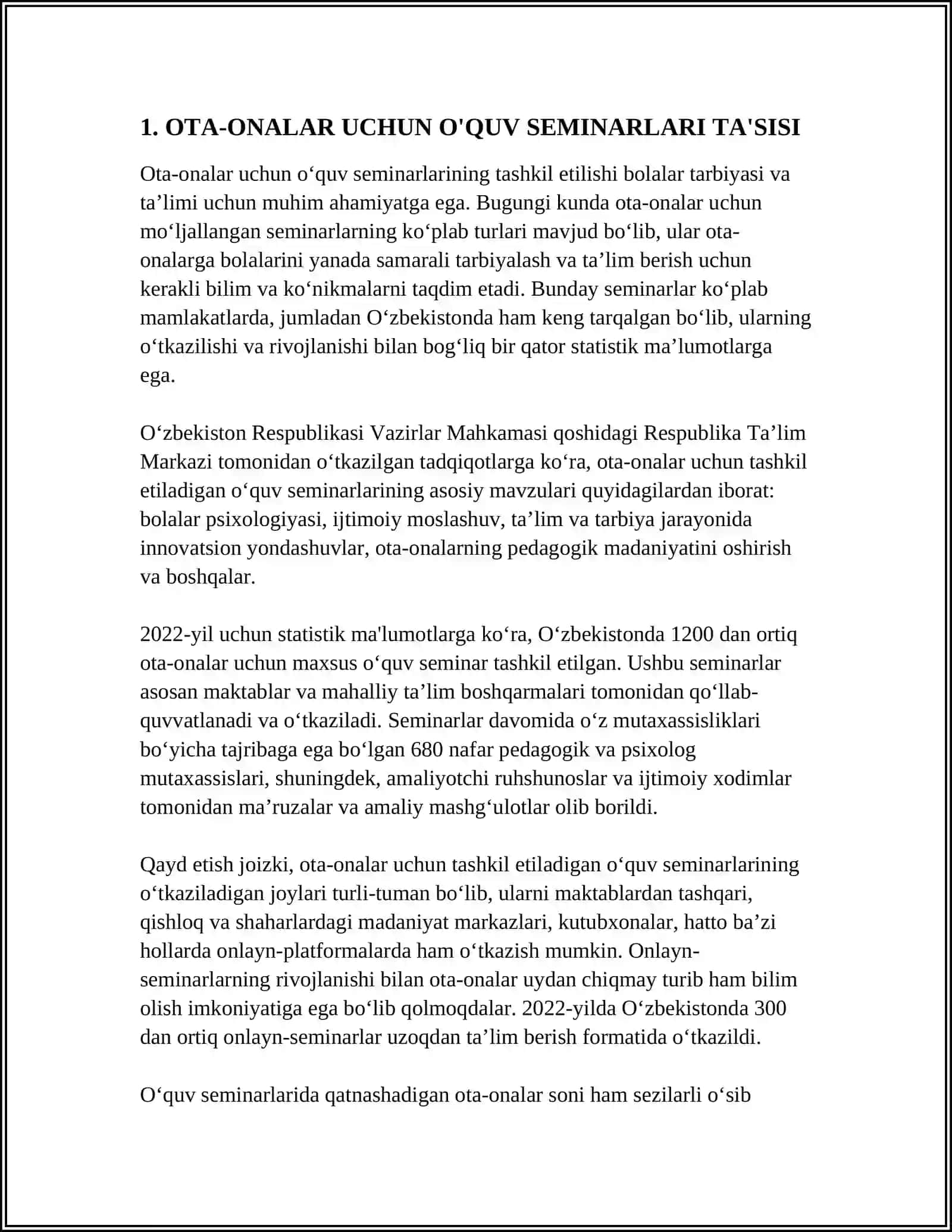 OTA-ONALAR UCHUN O'QUV SEMINARLARI TA'SISI 4
