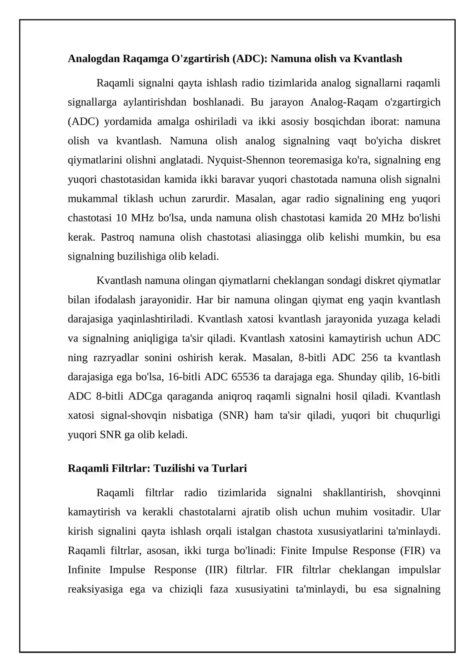 Radiotizimlarda raqamli signalni qayta ishlash asoslari 4