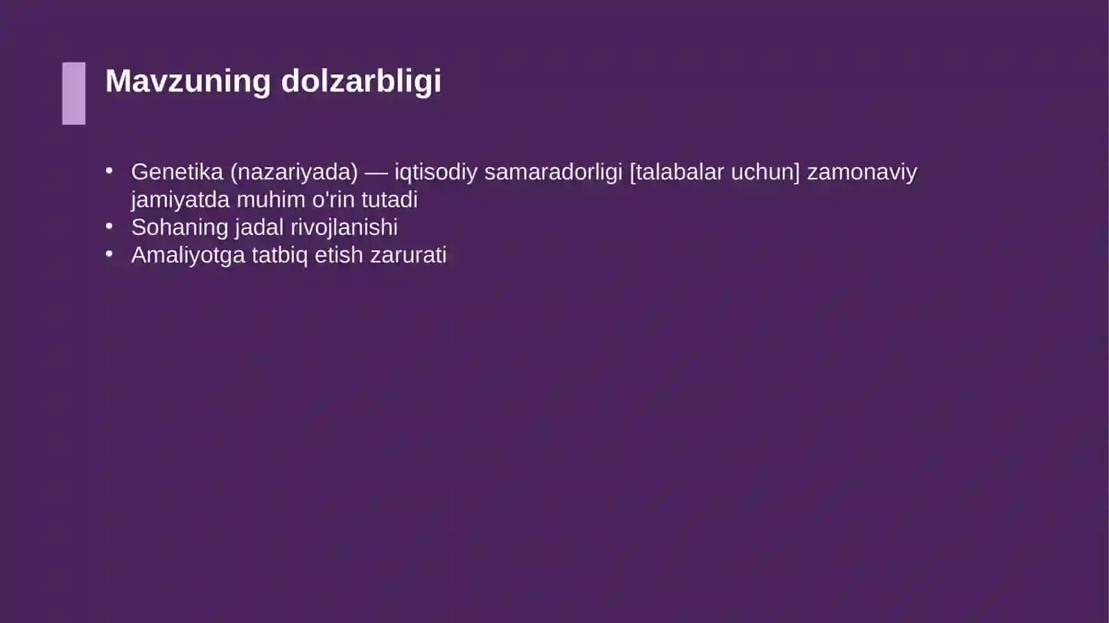 Genetika (nazariyada) — iqtisodiy samaradorligi [talabalar uchun] 4