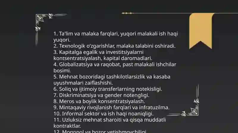 Bozor iqtisodiyoti sharoitida daromadlar tengsizligi 4