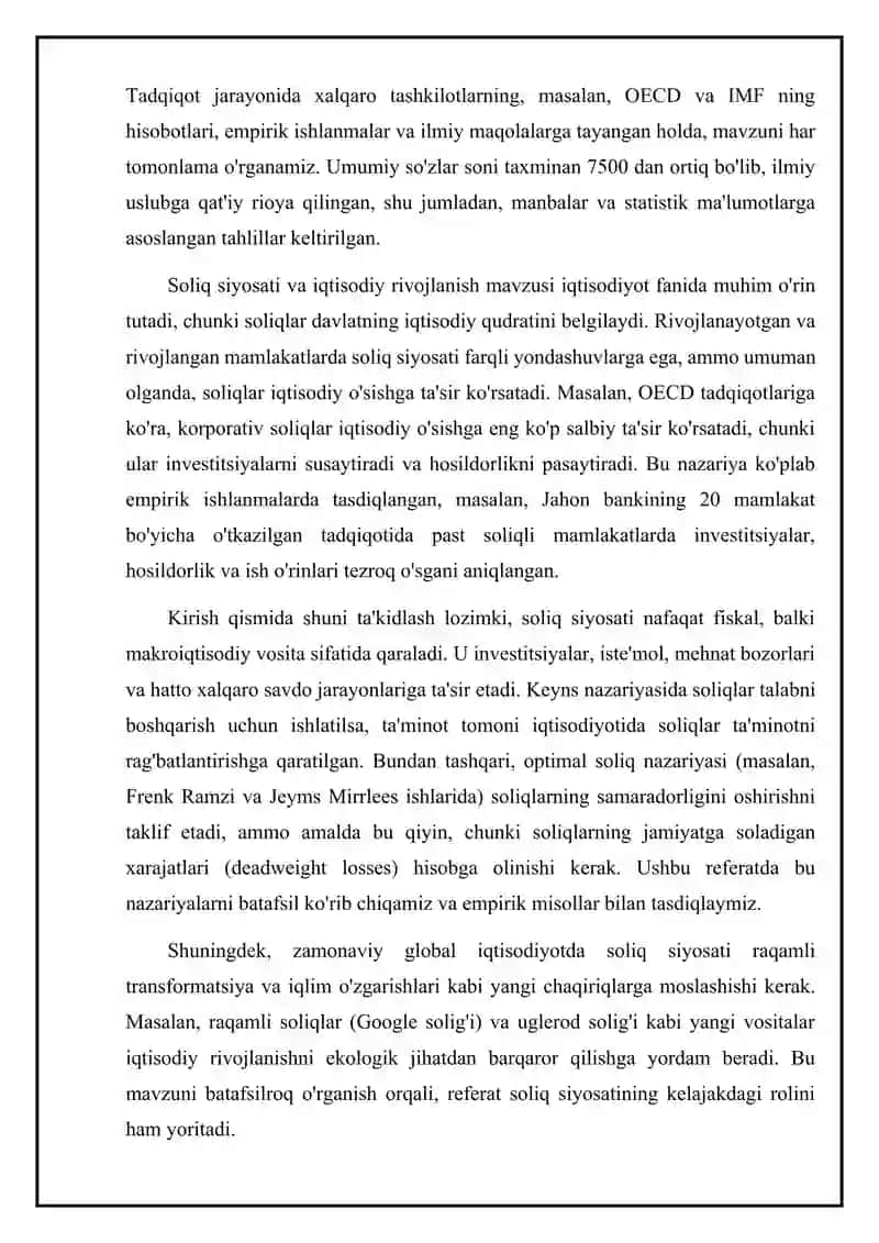Soliq siyosati va iqtisodiy rivojlanish o'rtasidagi bog'liqlik 4