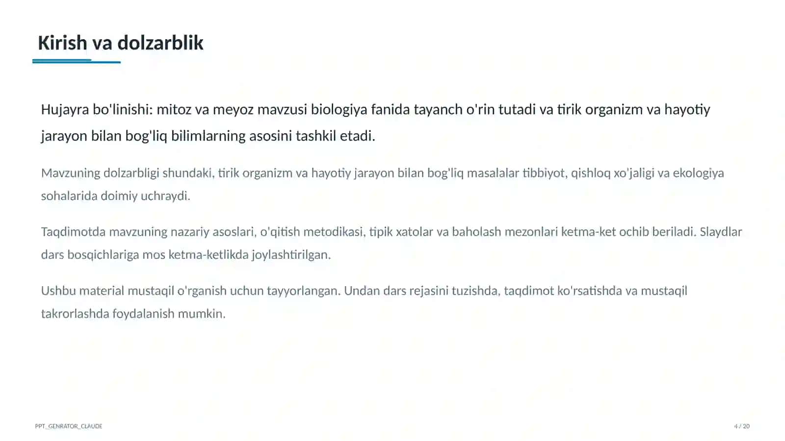 Hujayra bo'linishi: mitoz va meyoz (9-sinf) 4