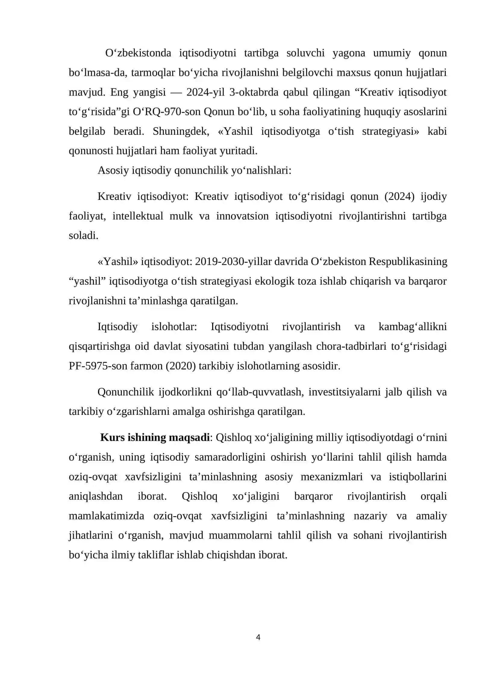 IQTISODIYOTDA QISHLOQ XO‘JALIGINING O‘RNI VA OZIQ-OVQAT XAVFSIZLIGI 4