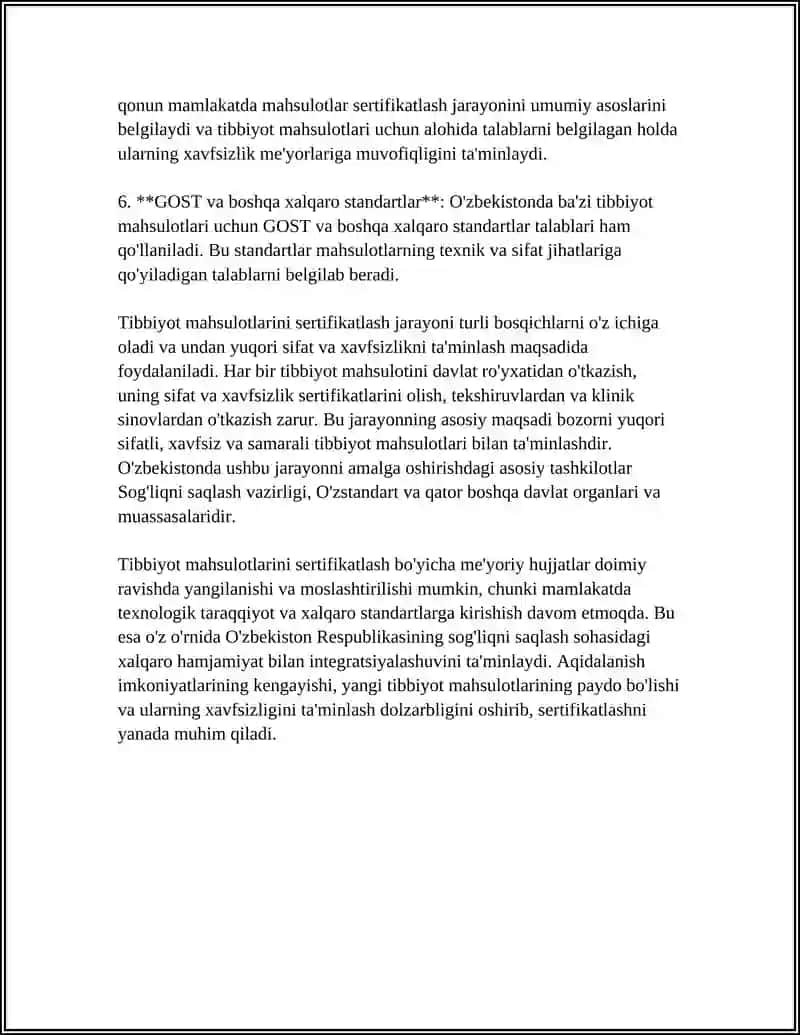 TIBBIYOT TAVARSHUNOSLIGIDA QOLANILADIGAN MEYORIY TEHNIK HUJATTLAR 4