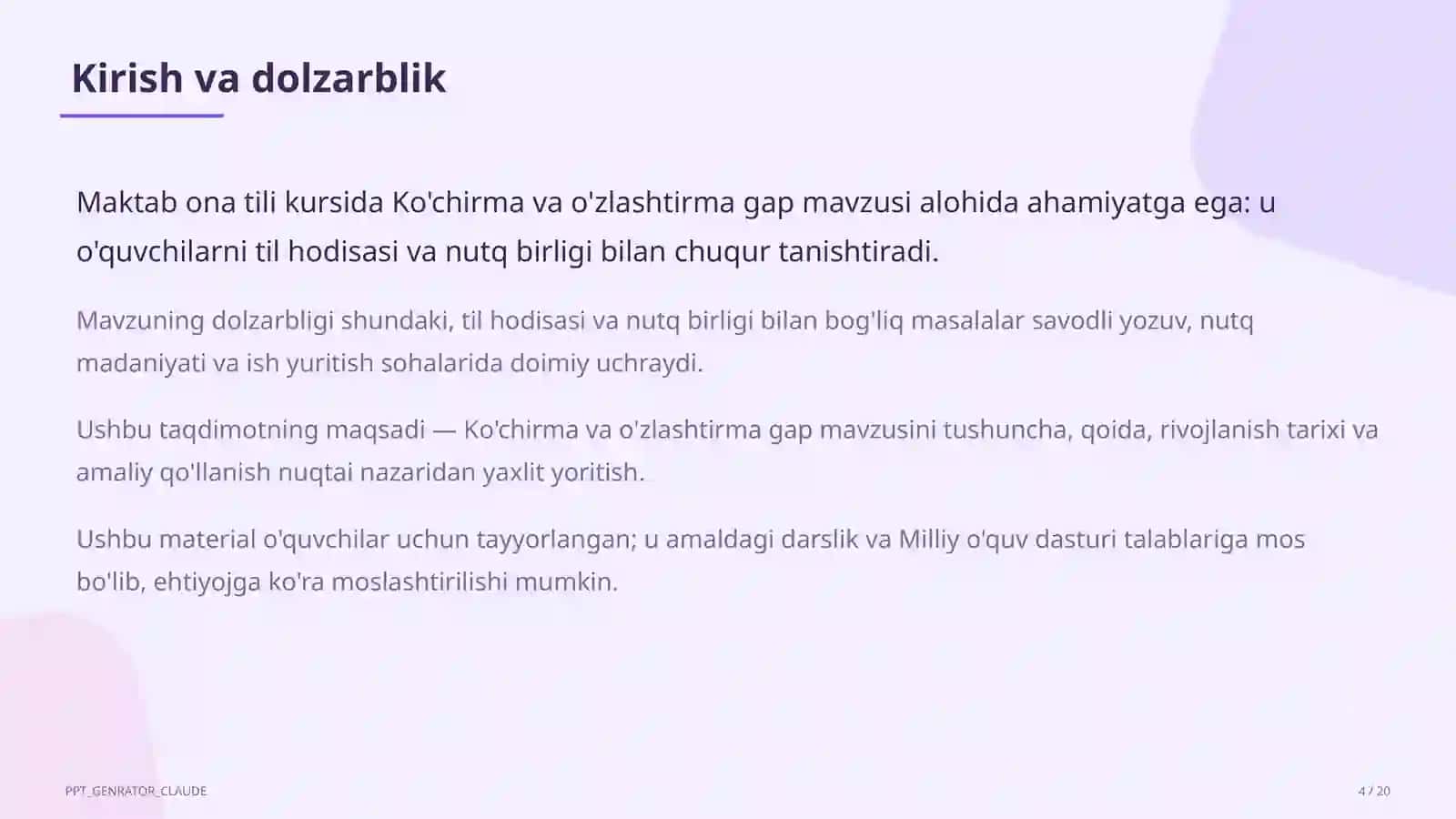 Ko'chirma va o'zlashtirma gap (9-sinf) 4