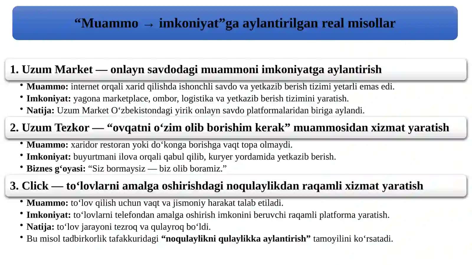 1-Mavzu. Tadbirkorlik tafakkuri va biznes imkoniyatlarni aniqlash 4