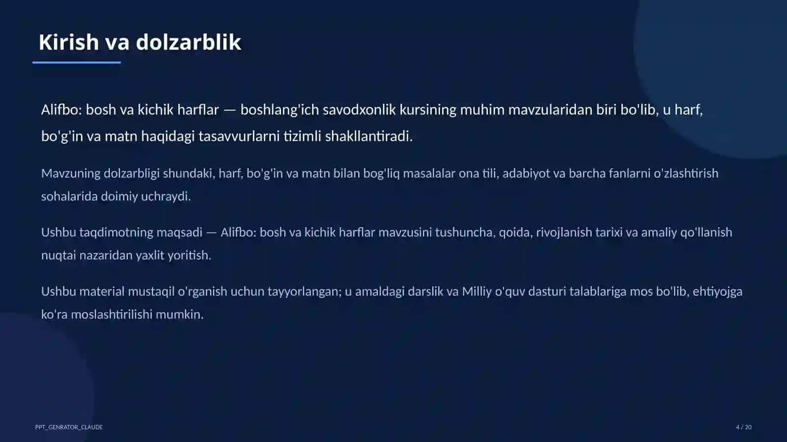 Alifbo: bosh va kichik harflar (1-sinf) 4