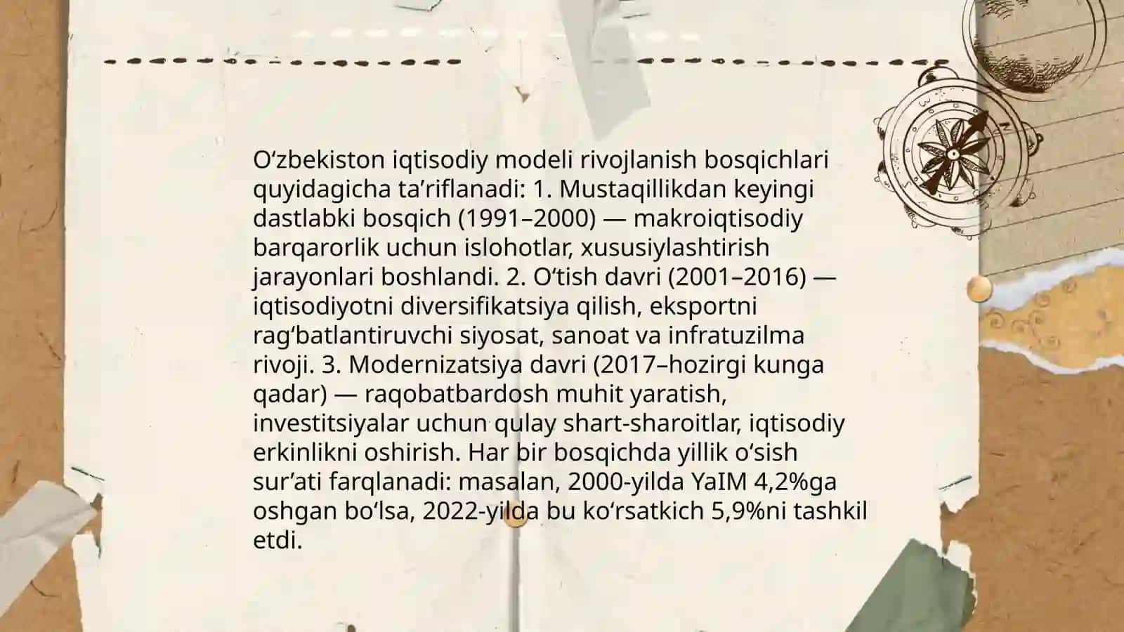O’zbek modelining ishlab chiqarilishi.Iqtisodiy islohotlarning boshlanishi 4