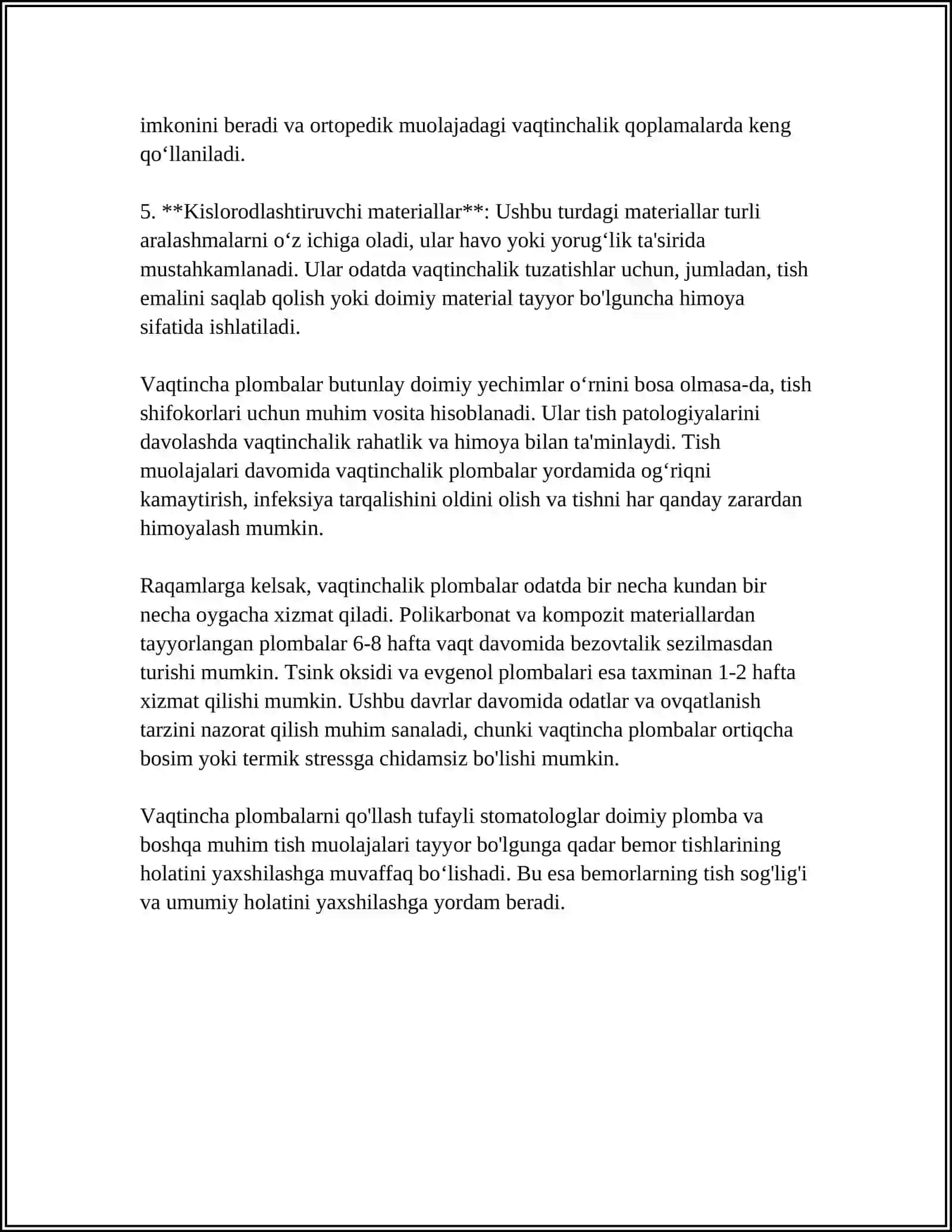 VAQTINCHALIK PLOMBA ASHYOLARI, BOG'LOV ASHYOLARI. AJRATUVCHI VA DAVOLOVCHI TAGLIKLAR 4
