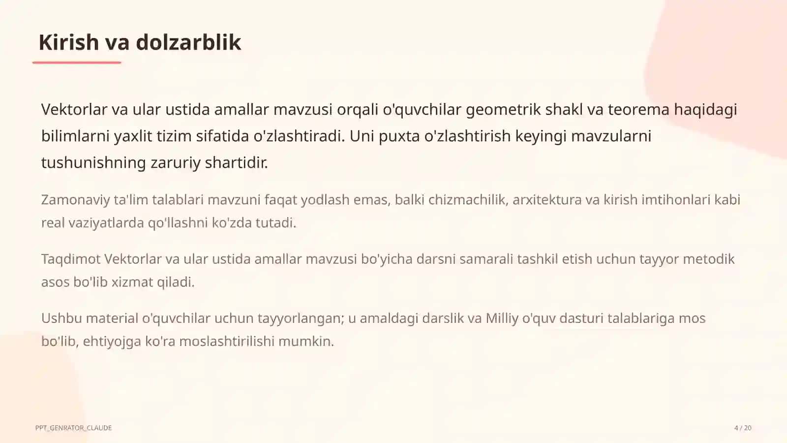 Vektorlar va ular ustida amallar (9-sinf) 4