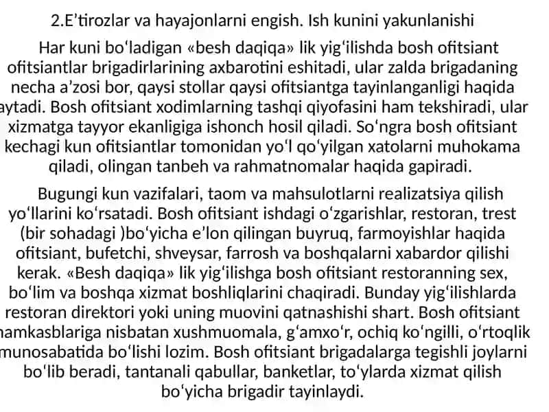 RESTORANLARDA MEHMONLAR ISHONCHI. BARLARDAGI SERVIS 4