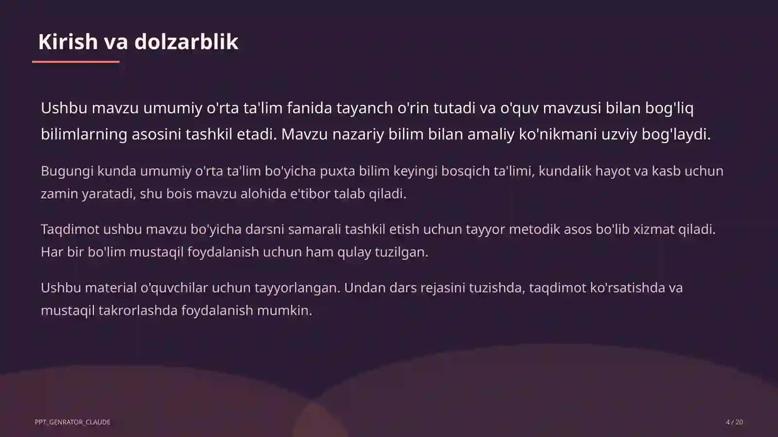 Dolzarb mavzular — maktab va o'qituvchilar 4