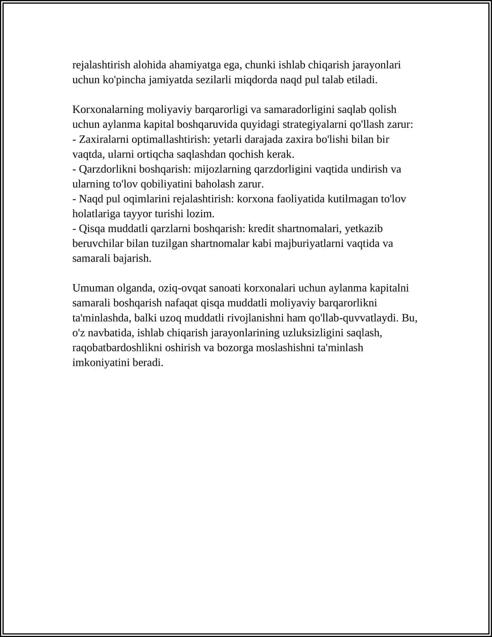 OZIQ OVQAT SANOATI KORXONALARINING AYLANMA KAPITALI 4