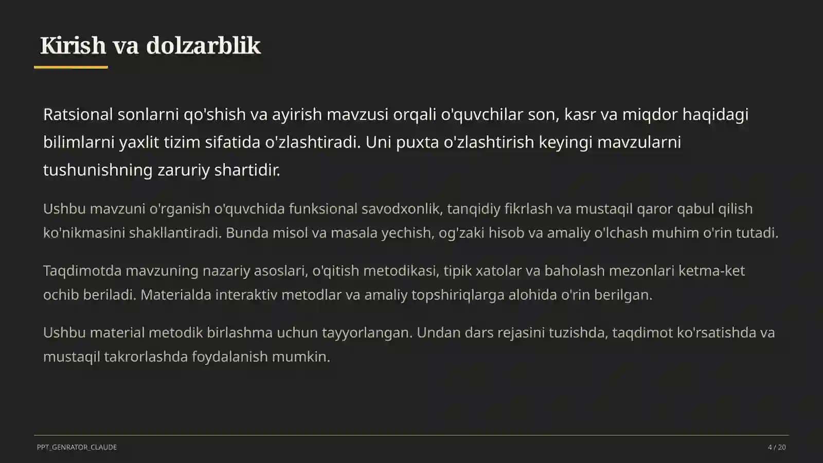 Ratsional sonlarni qo'shish va ayirish (6-sinf) 4