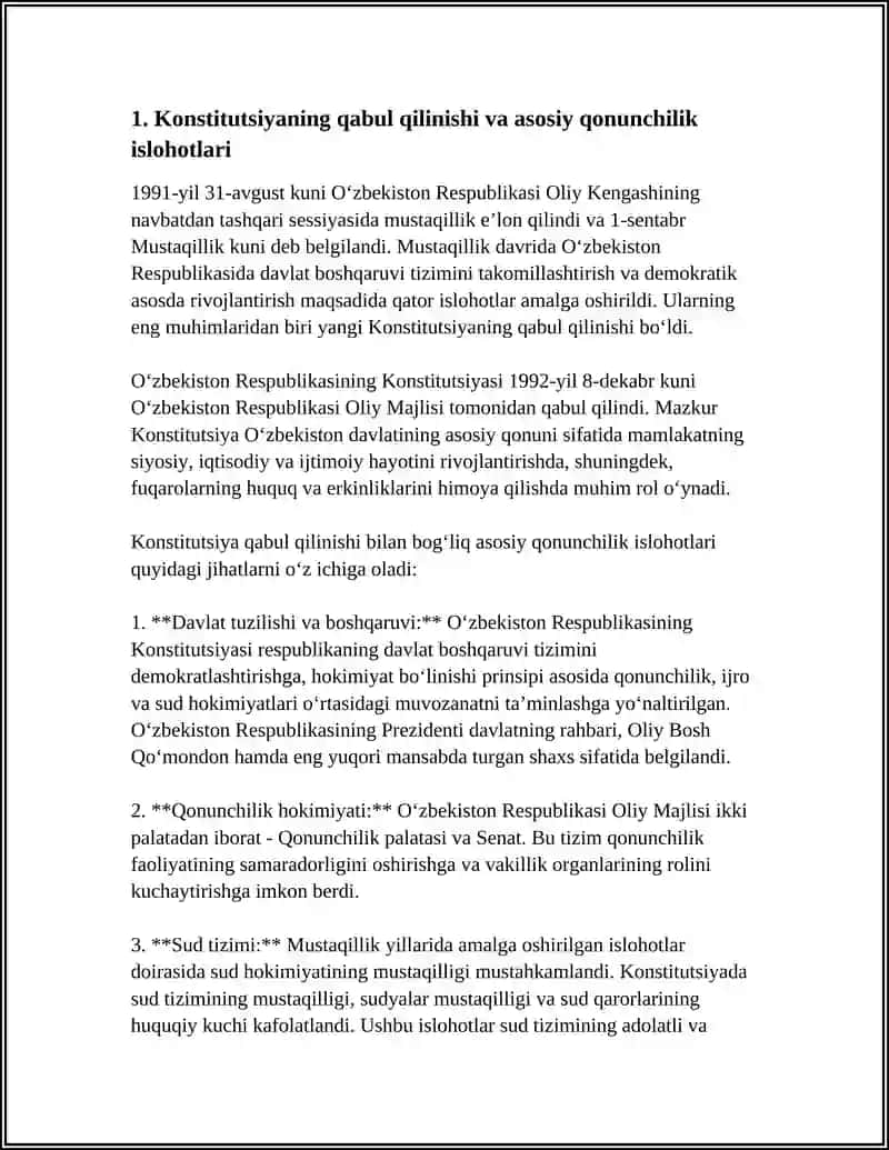 MUSTAQILLIK YILLARIDA DAVLAT BOSHQARUVI TIZIMIDA AMALGA OSHIRILGAN ISLOHOTLAR 4