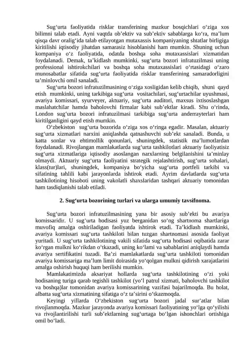 Sug‘urta bozori va uni davlat tomonidan tartibga solish 4