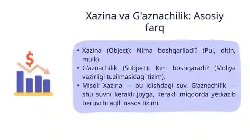 Xazina va g’aznachilik tushunchalari o’rtasidagi farqlar 4