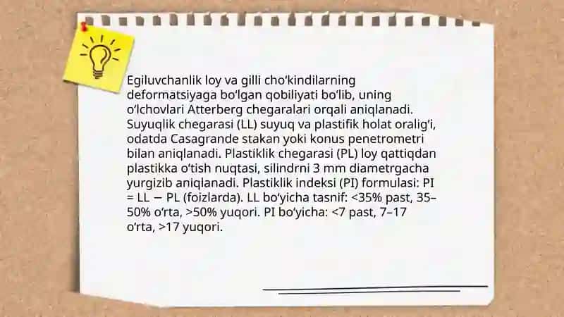 Gilli cho’kindi tog’ jinslarining mexanik tarkibi va egiluvchanligi 4