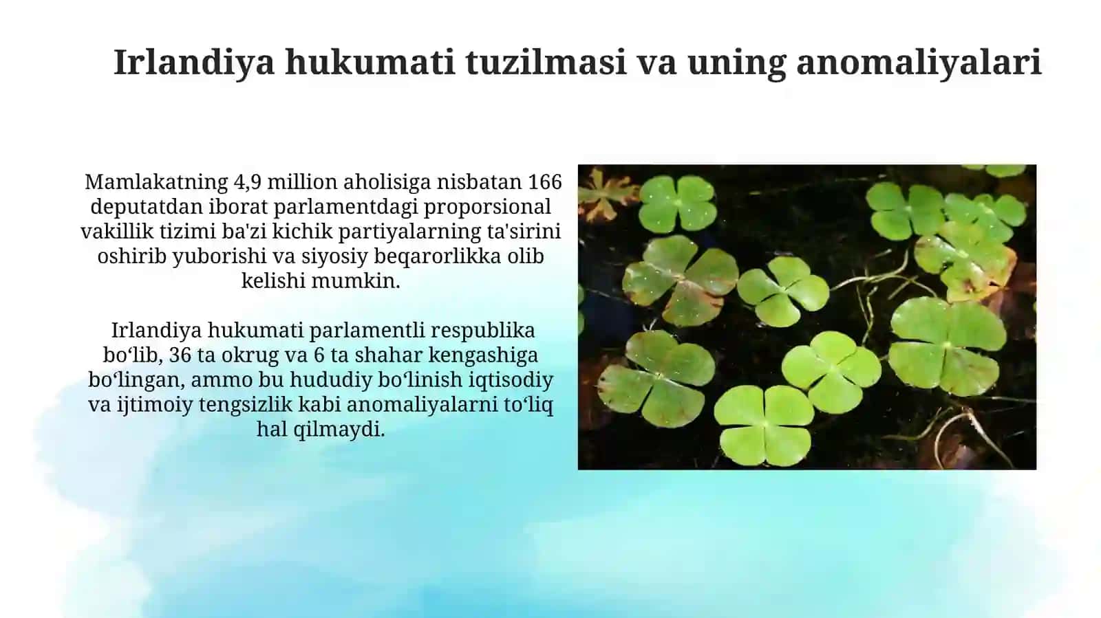 Irlandiya tizimining filogeniyasi va anomaliyalari 4