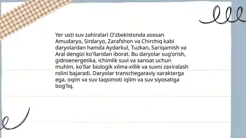O'zbekiston suv zahiralari tasnifi 4