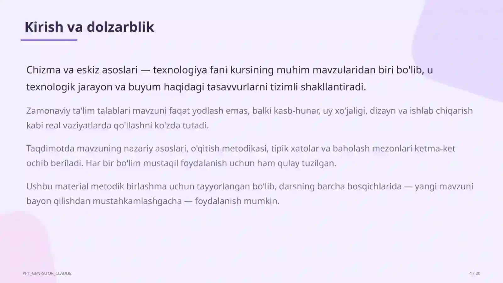 Chizma va eskiz asoslari (6-sinf) 4