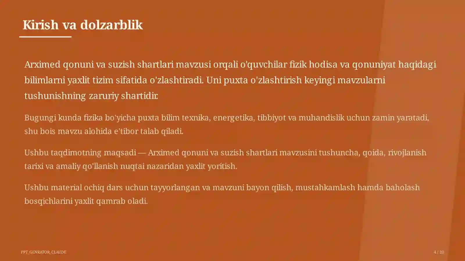 Arximed qonuni va suzish shartlari (7-sinf) 4