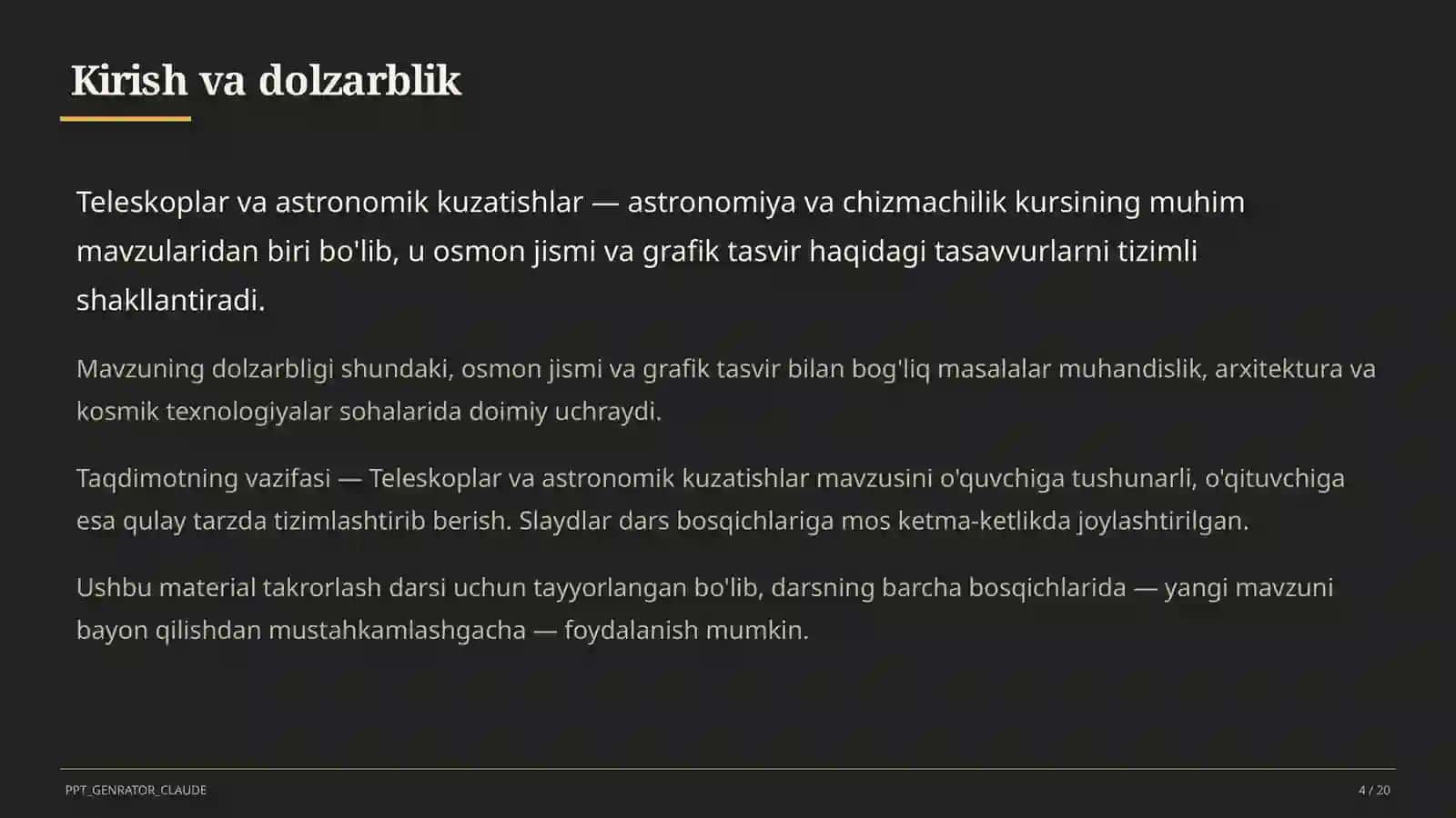 Teleskoplar va astronomik kuzatishlar (10-sinf) 4