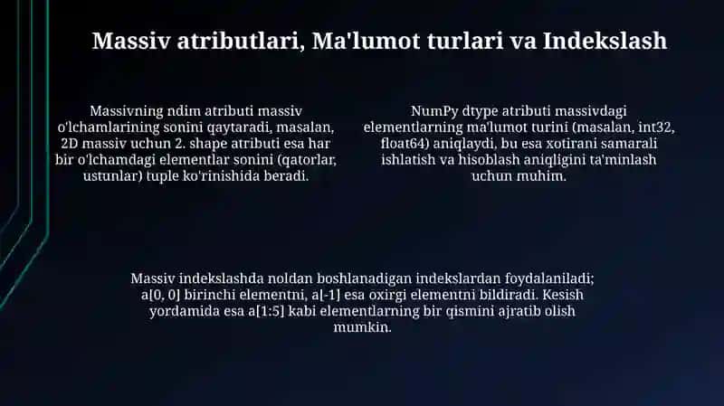 NumPy kutubxonasidan foydalanish 4