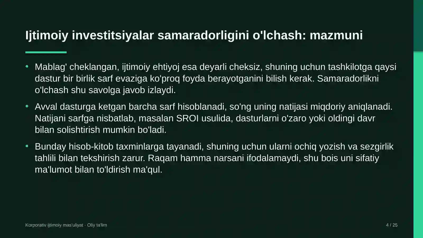chakana savdoda ijtimoiy investitsiyalar samaradorligini o'lchash 3588 4