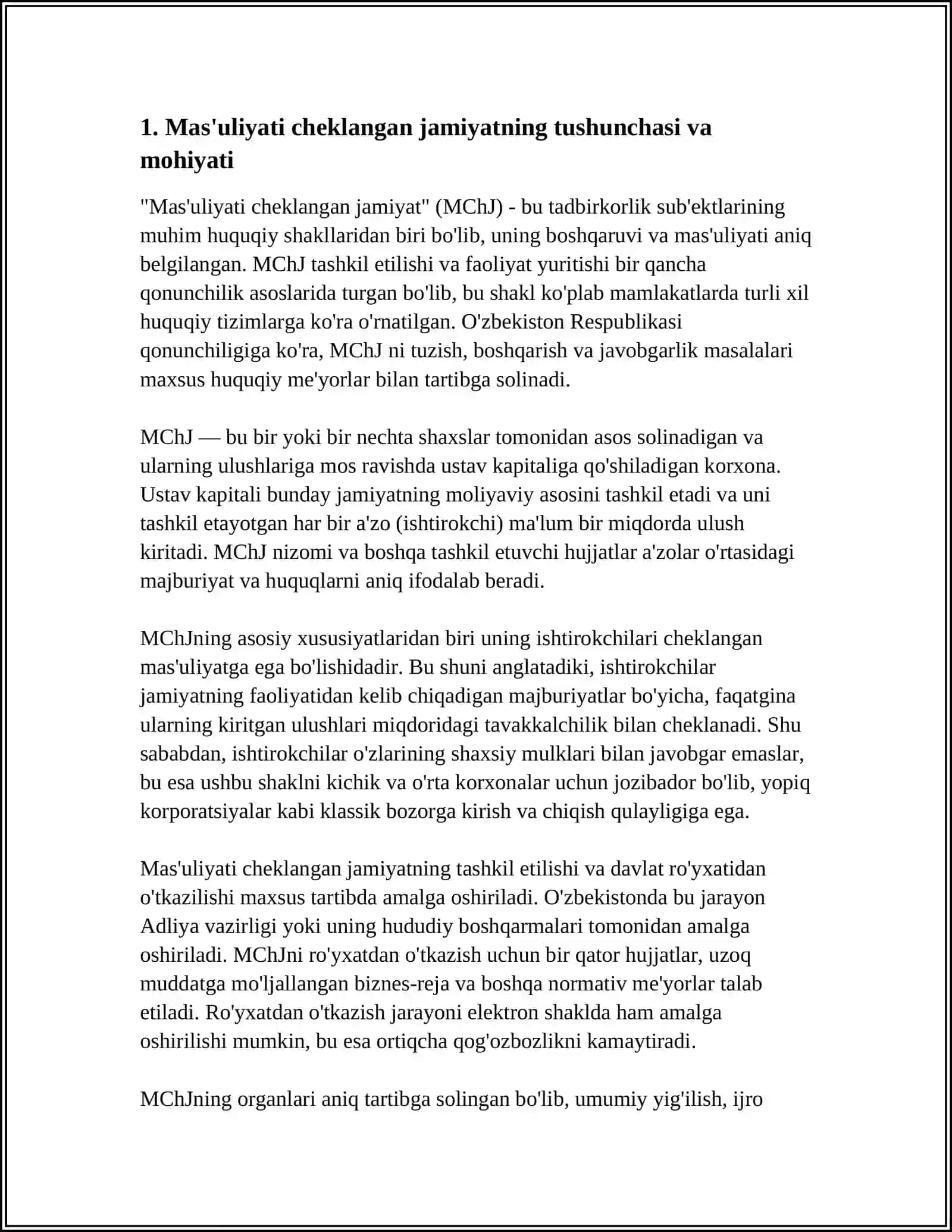 MASʼULIYATI CHEKLANGAN JAMIYATLARNING TASHKILIY-IQTISODIY ASOSLARI 4