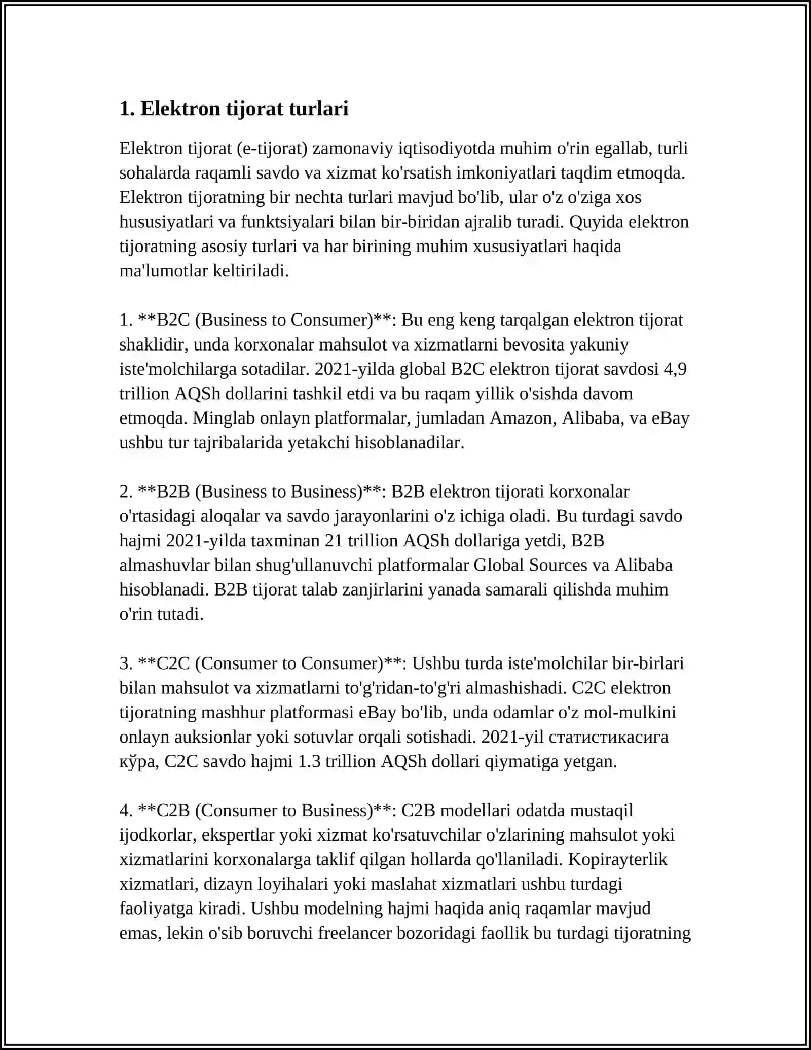 ELEKTRON TIJORAT TIZIMLARI VA ULARNING (ELEKTRON HUJJAT VA ELEKTRON HUJJAT ALMASHINUVI) 4