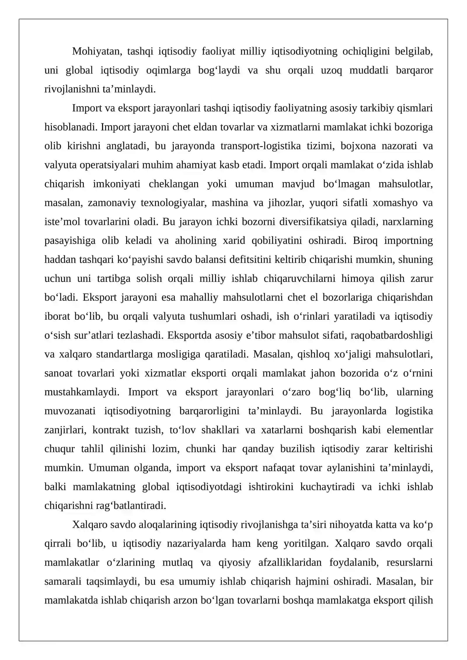 Tashqi iqtisodiy faoliyatni tartibga solishda bojxona organlarining o‘rni 4