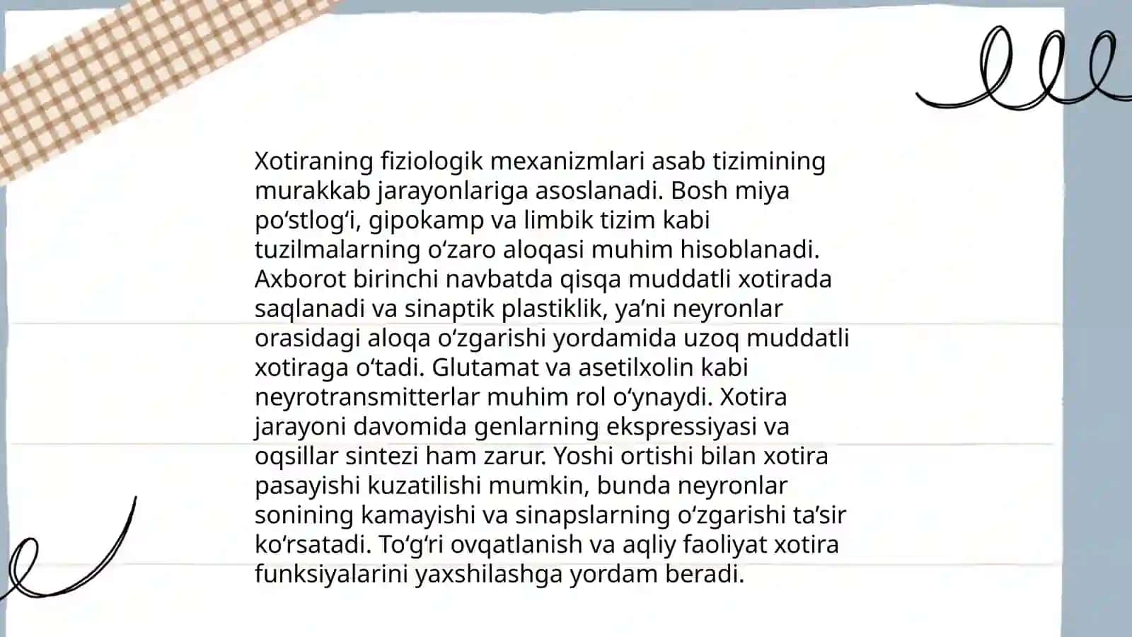 Qisqa va uzoq muddatli xotiraning fiziologik mexanizmlari 4