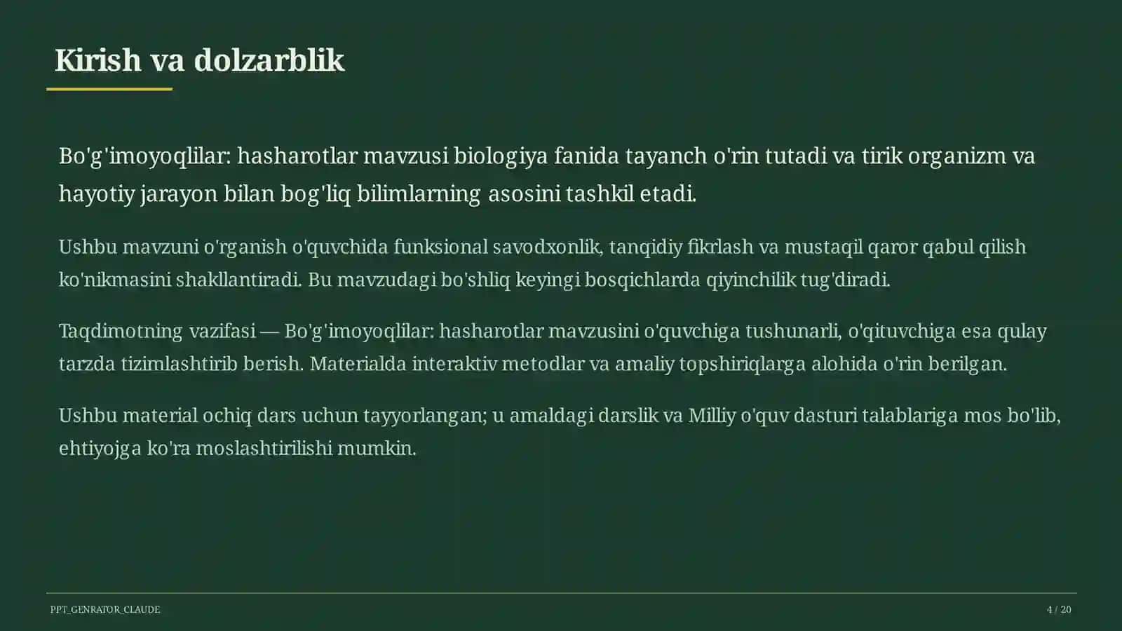Bo'g'imoyoqlilar: hasharotlar (7-sinf) 4