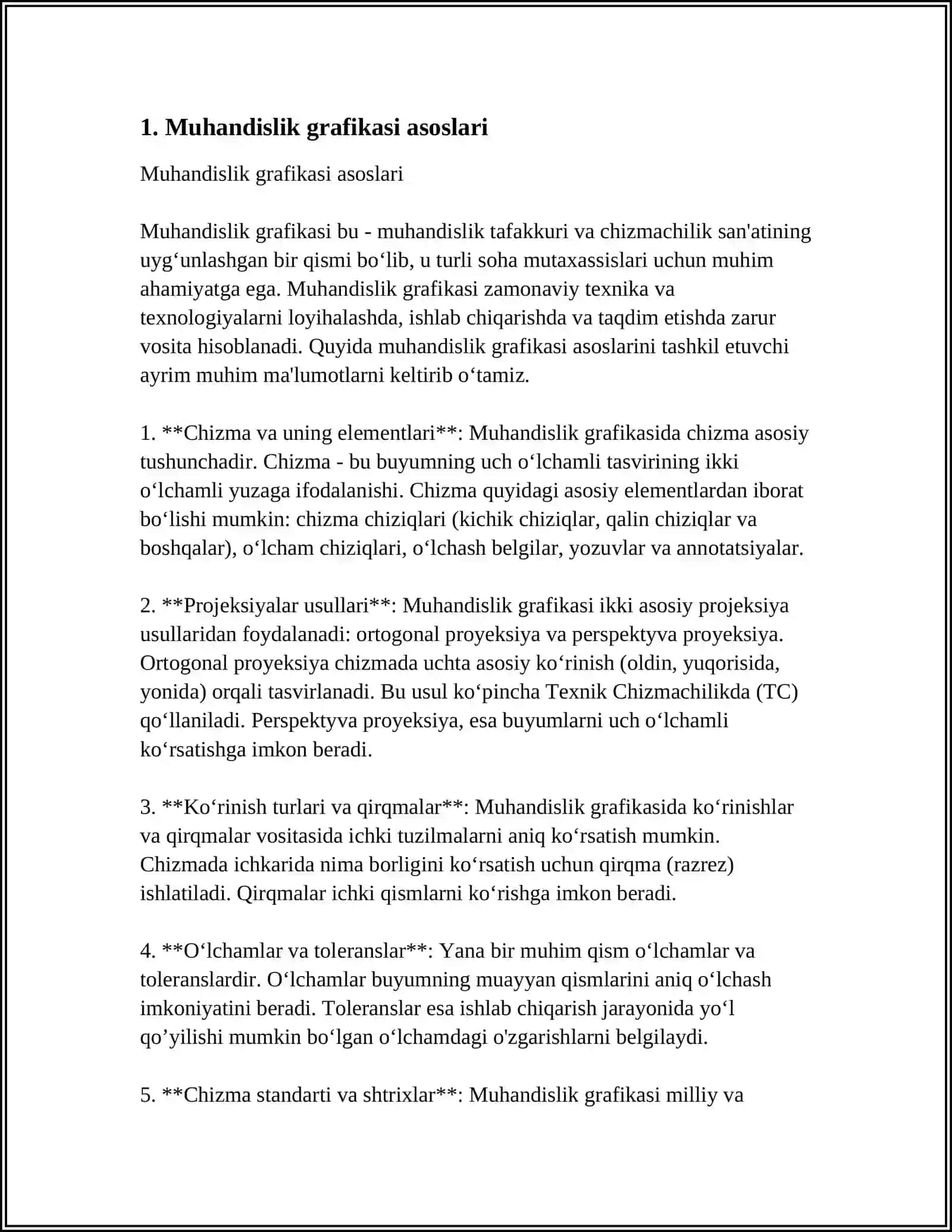 Muhandislik grafikasi asoslari 4