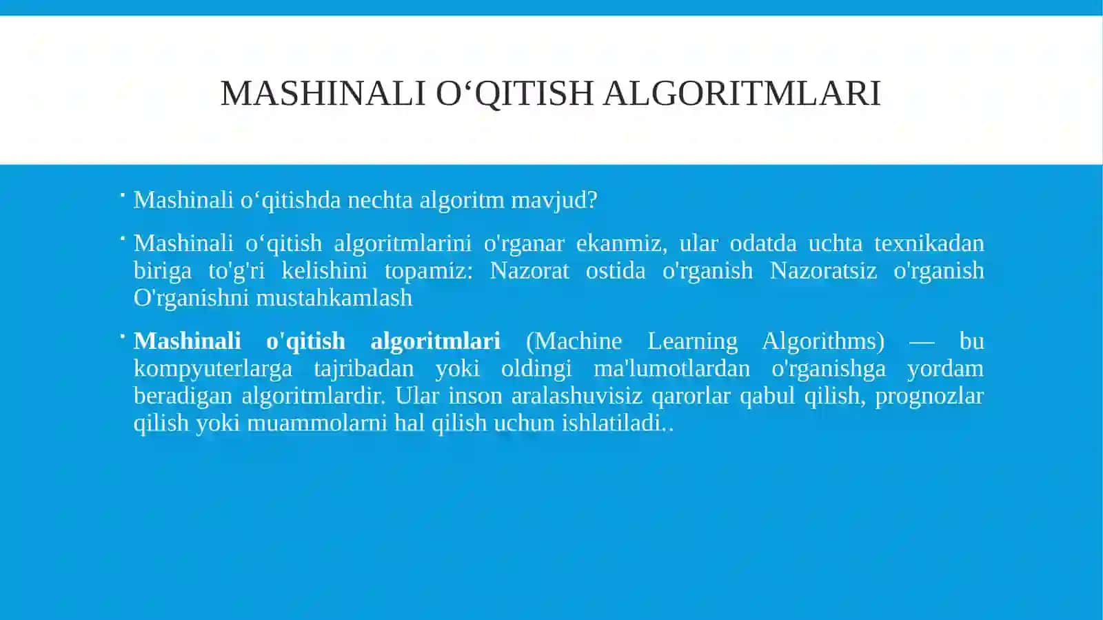 Mashinali o‘qitish algoritmlari 4