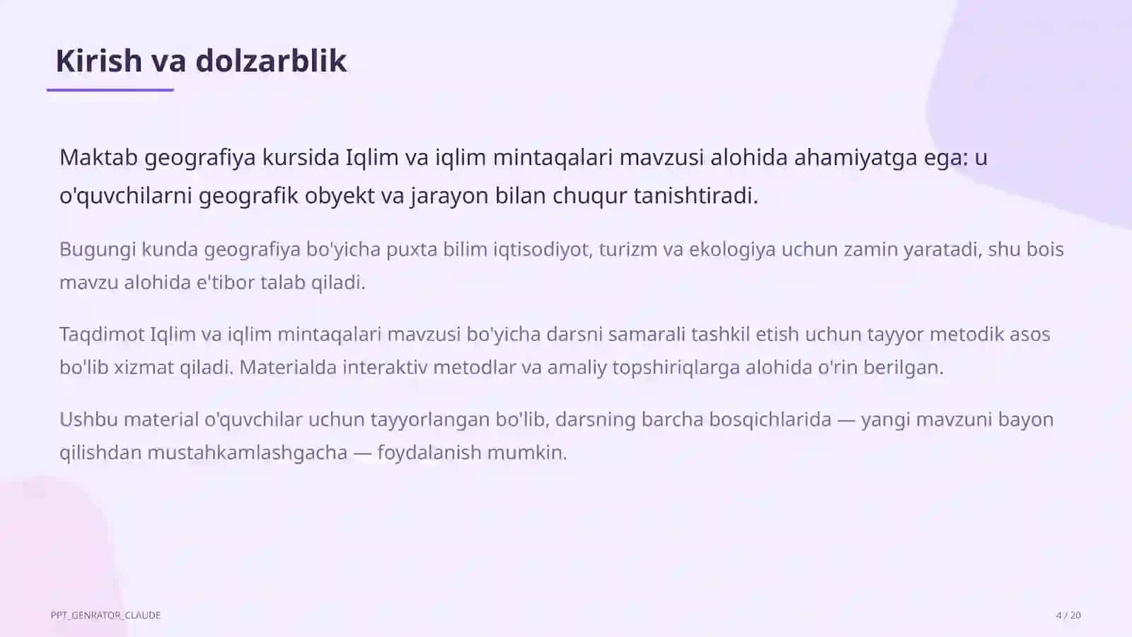 Iqlim va iqlim mintaqalari (6-sinf) 4