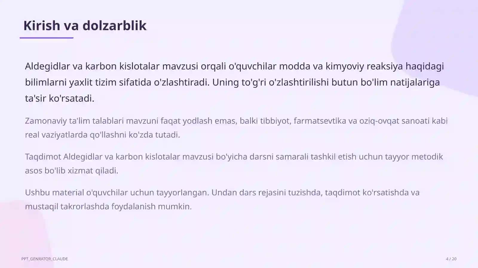 Aldegidlar va karbon kislotalar (10-sinf) 4