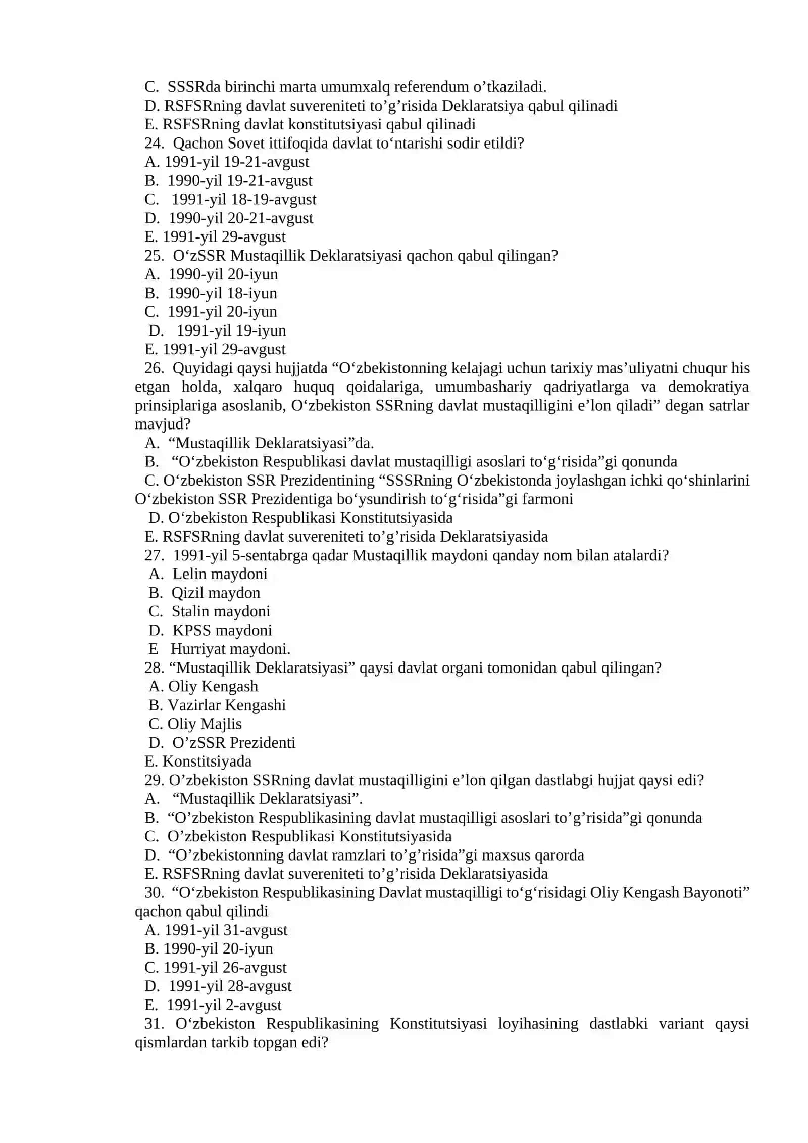 O’zbekiston Respublikasining Davlat Mustaqilligi asoslari 4