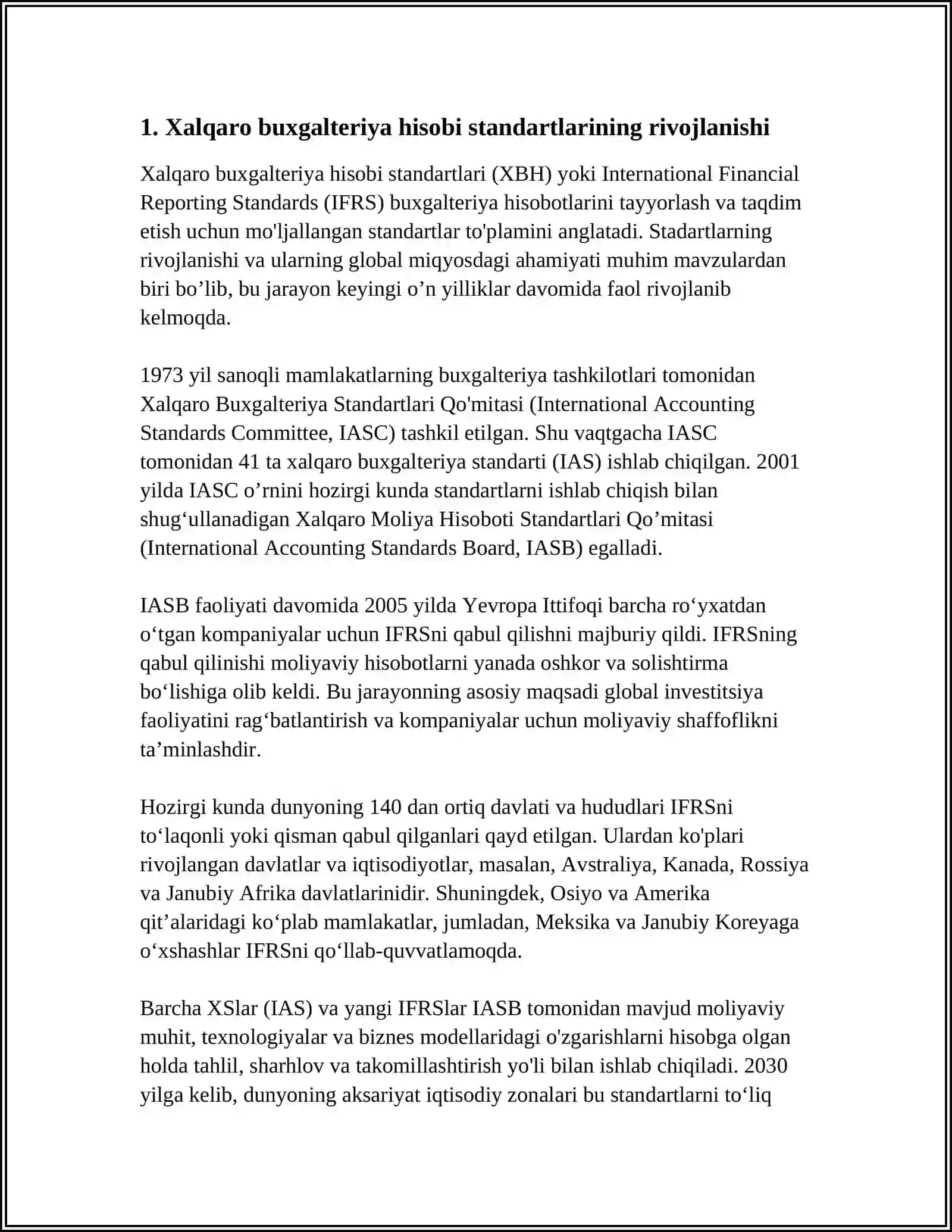 Xalqaro Buxgalteriya Hisobining Rivojlanishi 4