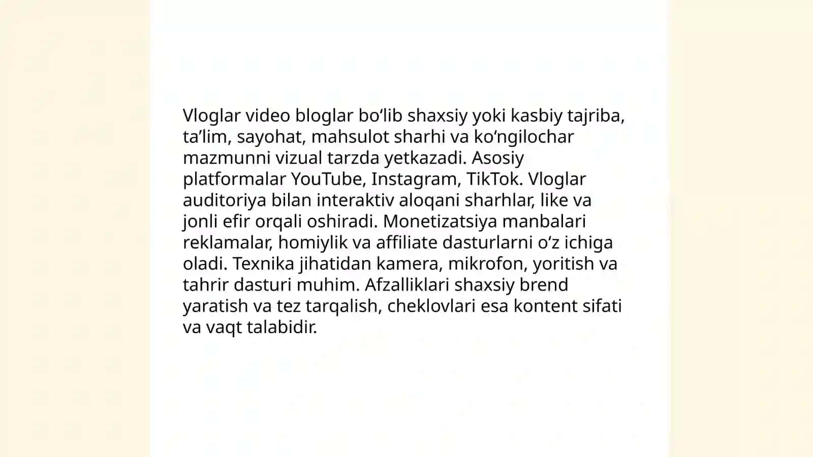 Bloglar (yozma ijtimoiy platformalar) 4