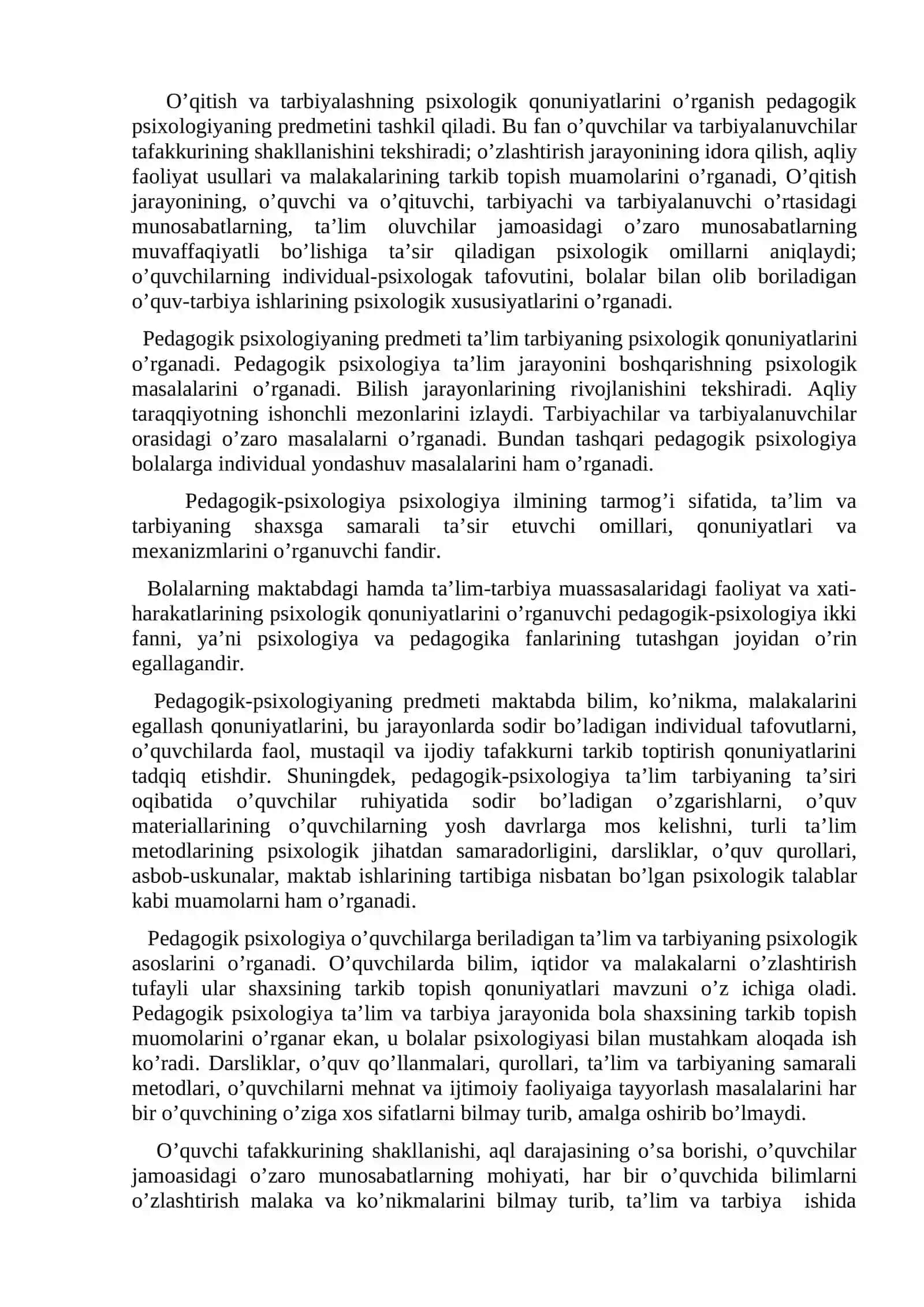 Pedagogika psixologiya predmeti, tuzilma va muammolar 4